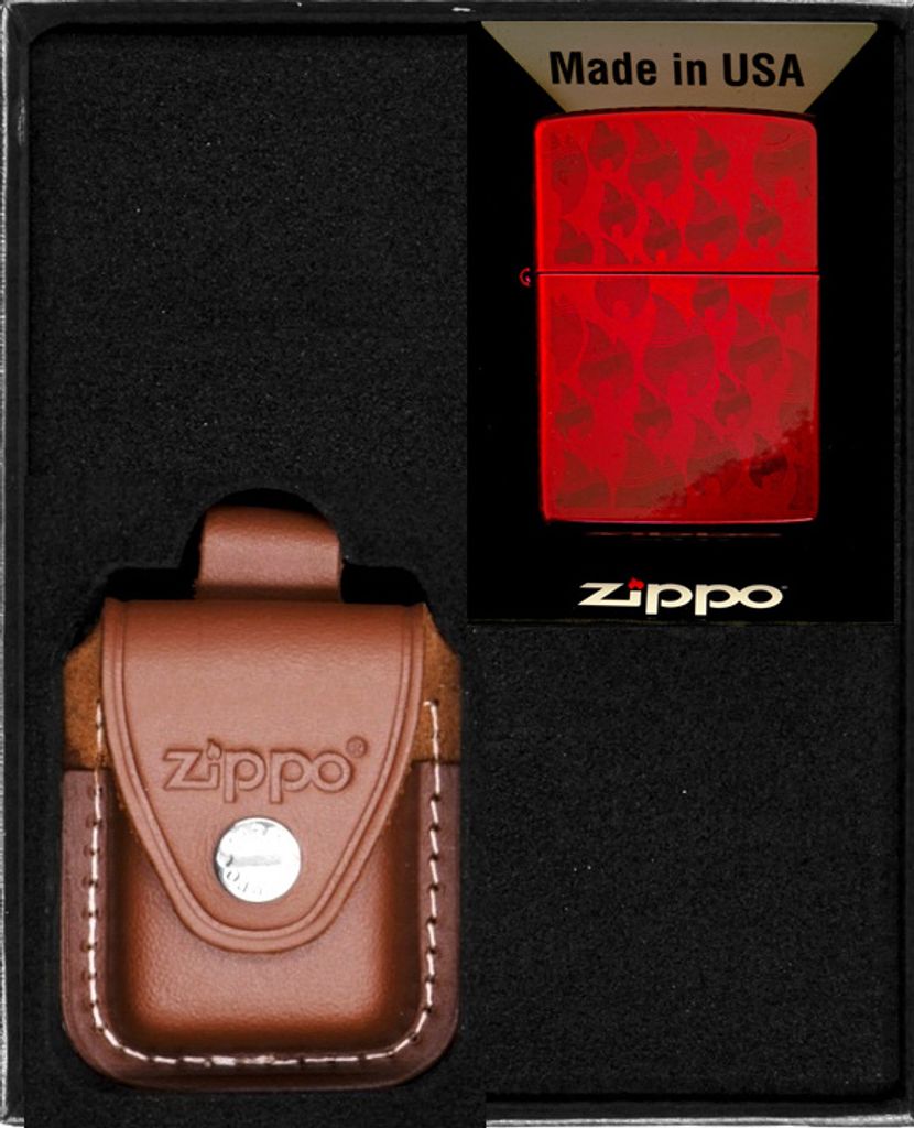 Feuerzeug-Set ZIPPO CANDY APPLE RED FLAME PATTERN Geschenk No4