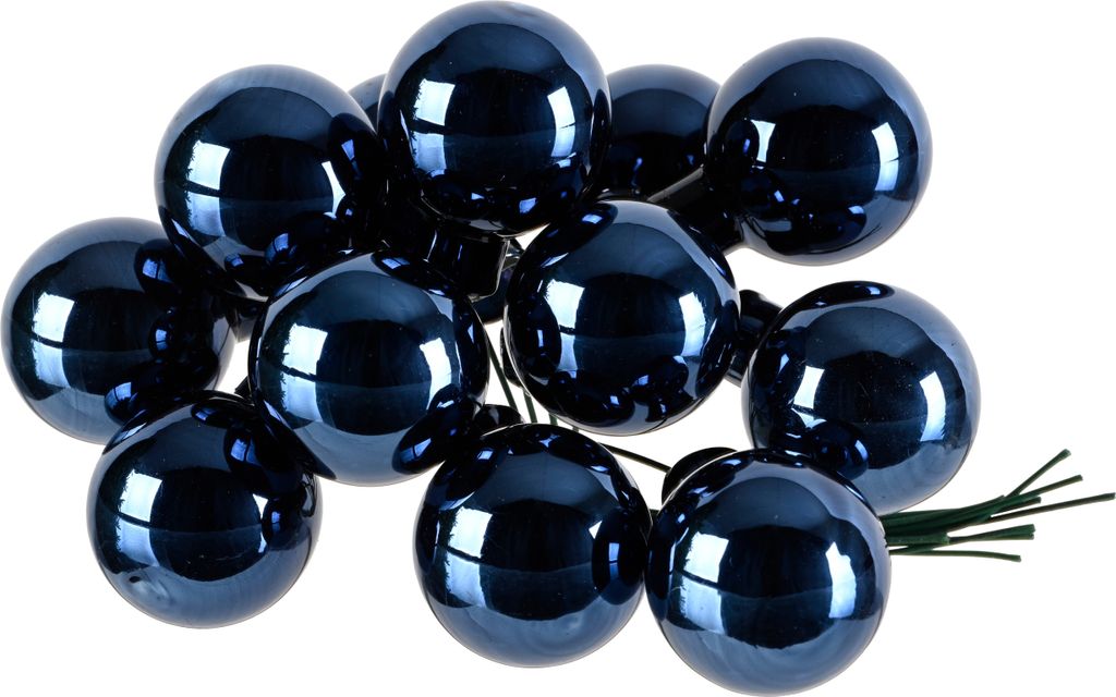 Weihnachtskugeln am Draht 2cm Glas 144 Stück - Nachtblau glänzend
