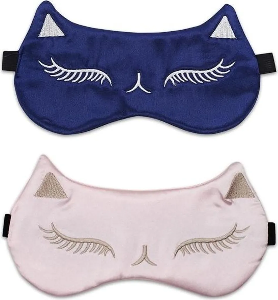 Masque de sommeil réglable pour adultes et enfants - Lot de 2 cyan et rose