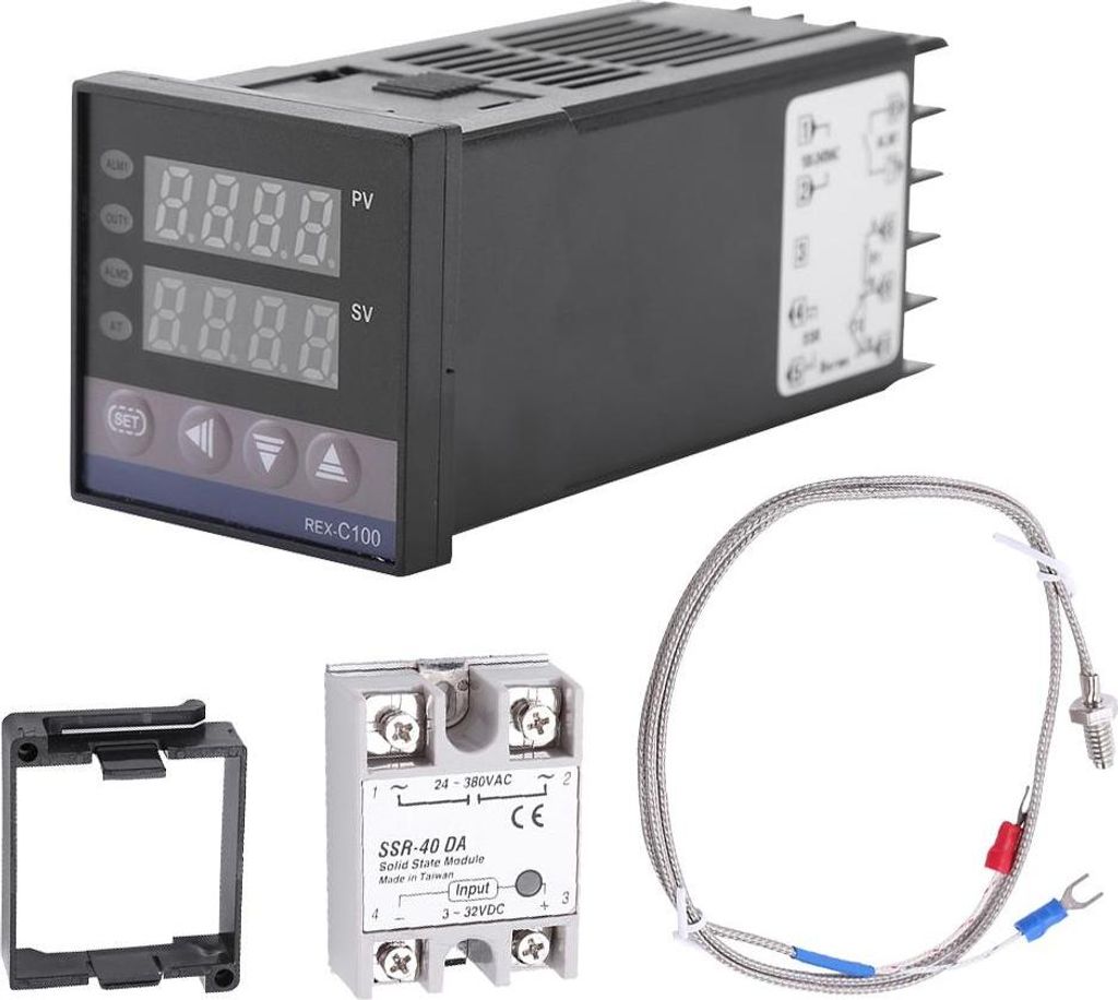REX-C100 Digitaler LED PID Temperaturregler Kit (0¡æ1300¡æ) AC110V-240V mit K-Typ Temperatursensor und 40A SSR – Präziser Temperaturcontroll...