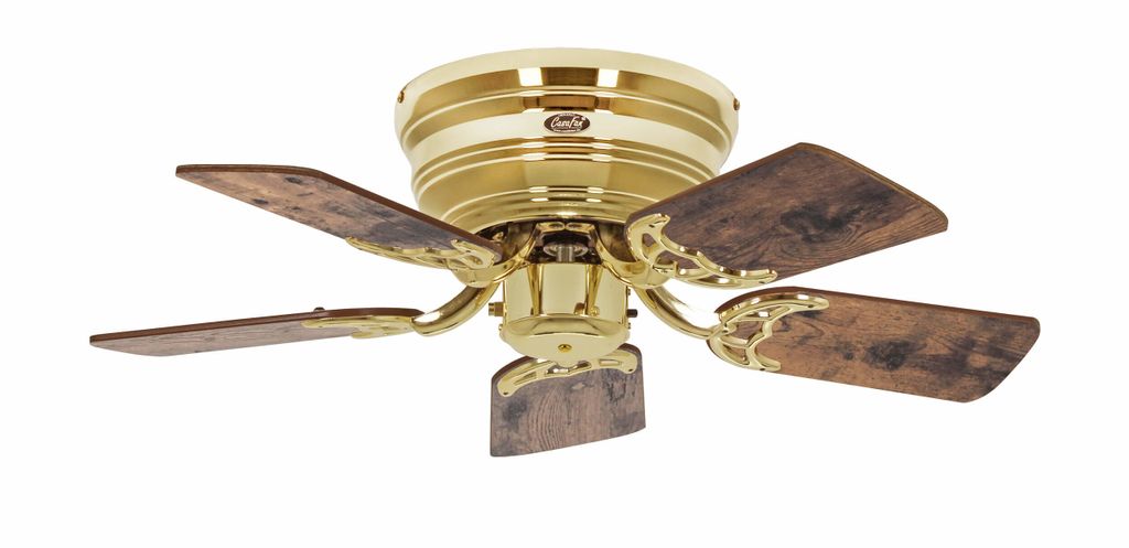 Flacher Deckenventilator mit Zugkette Classic Flat III Messing poliert 75