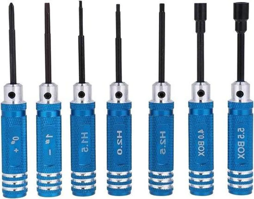 Set de maintenance pour voiture RC : 7 tournevis hexagonaux bleus Allen