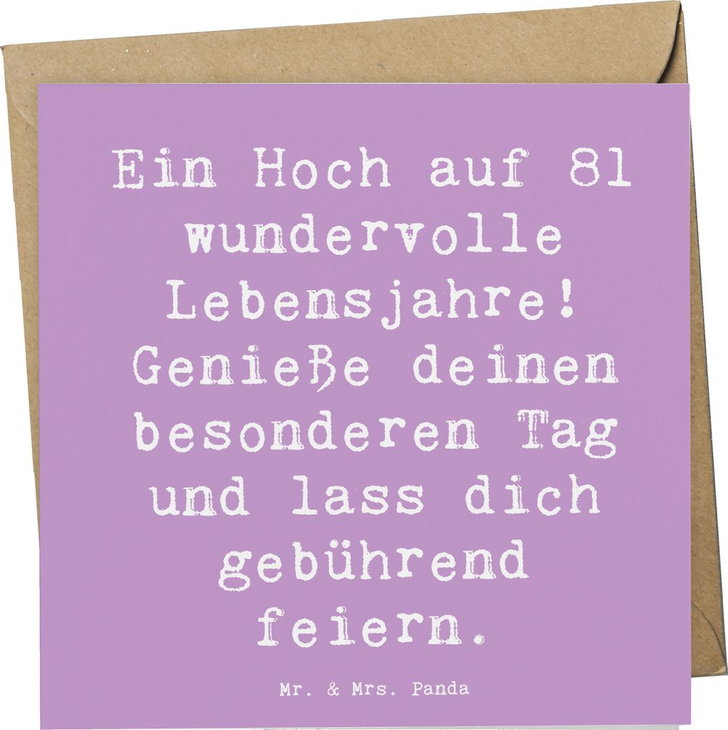 Mr. & Mrs. Panda Grußkarte Spruch 81. Geburtstag - Lavendeltraum - Geschenk, handgefertigt, dekorative Geschenke, Geburtstagsfeier, Jubiläum, anl...