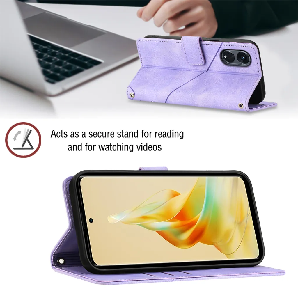 Cover per OPPO Reno8 T 5G Viola: Protezione Bimbi e Funzione Stand Video - 3