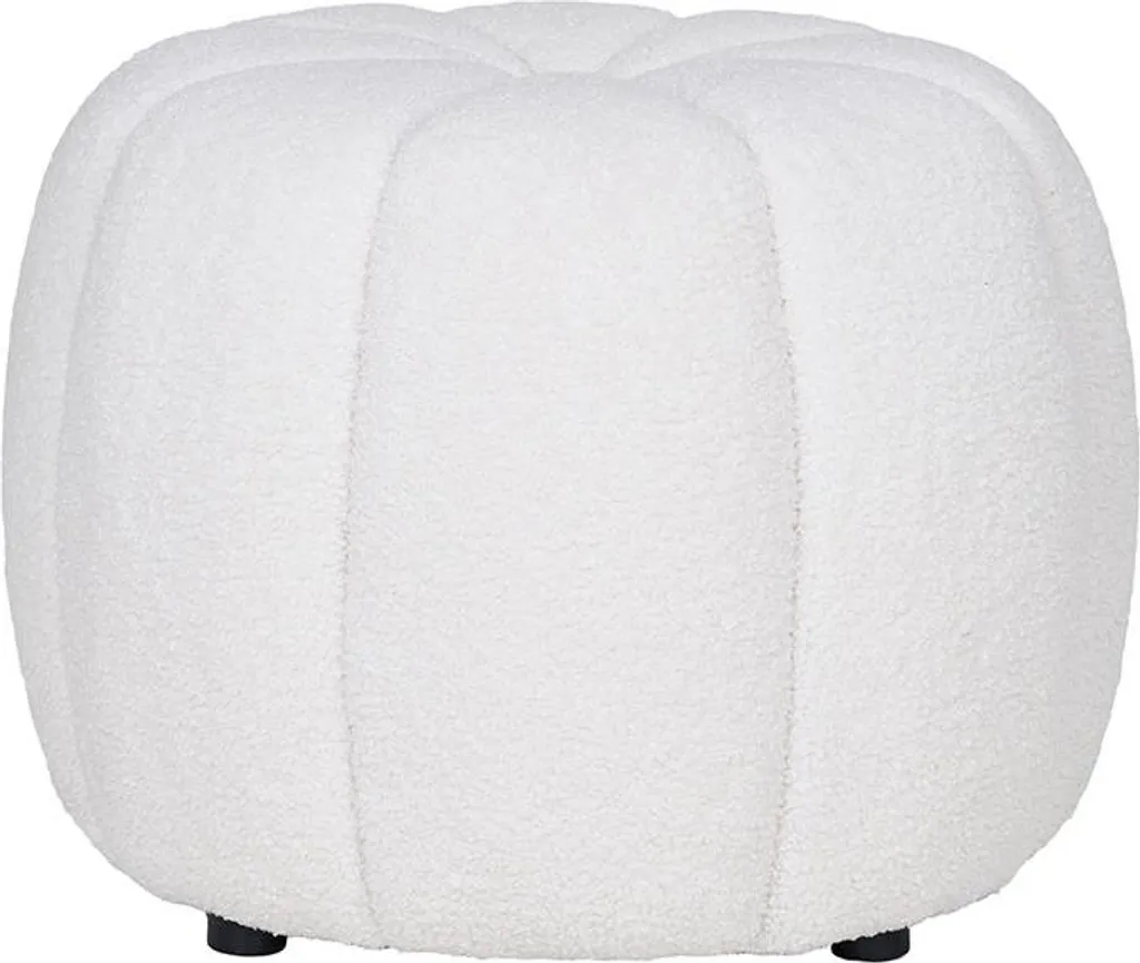 Lisa Design Helda pouf en tissu bouclette écru - Assise d'appoint chic