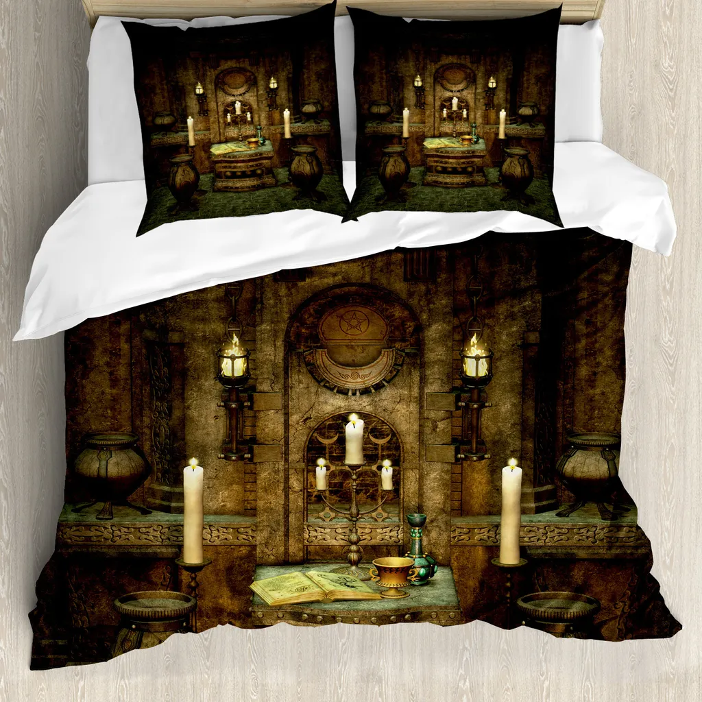 Set Letto Gotico Esoterico ABAKUHAUS 155x220 cm - Design Altare Marrone