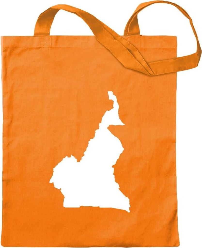 Kiwistar - Baumwolltasche - mandarin - Kamerun Umriss Kontur - Tragetasche Stoffbeutel Umhängetasche Langer Henkel