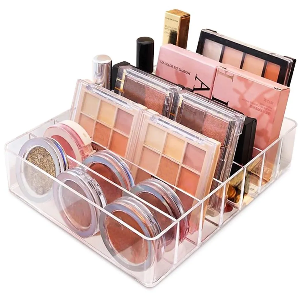 Support acrylique palettes maquillage transparent à sept séparateurs