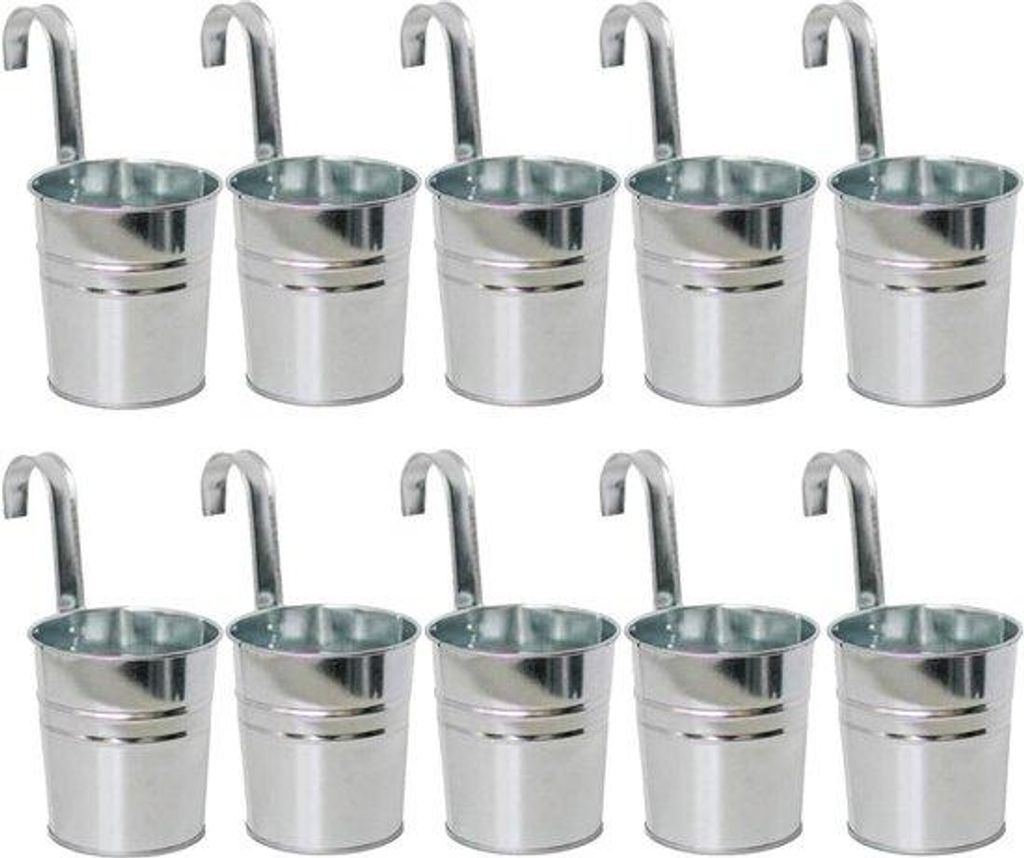 Gartenzier Metallene Hangende Blumenvasen 10 cm - Set von 10 - Hangende Blumenvasen - Blumenkorb mit Entfernbarer Haken für Balkon - Garten Wohnac...