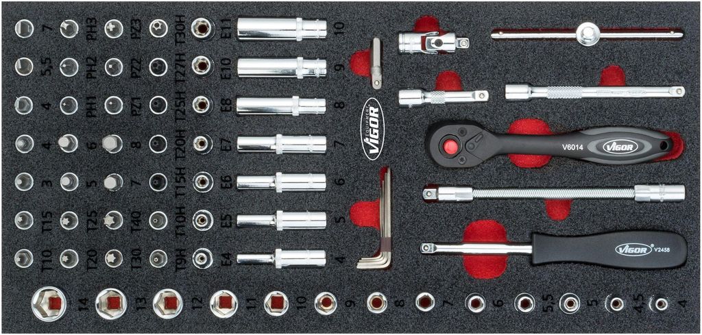 Steckschlüssel Werkzeug Satz ∙ V4971 ∙ 1/4 Zoll (6,3 mm) Vierkant hohl