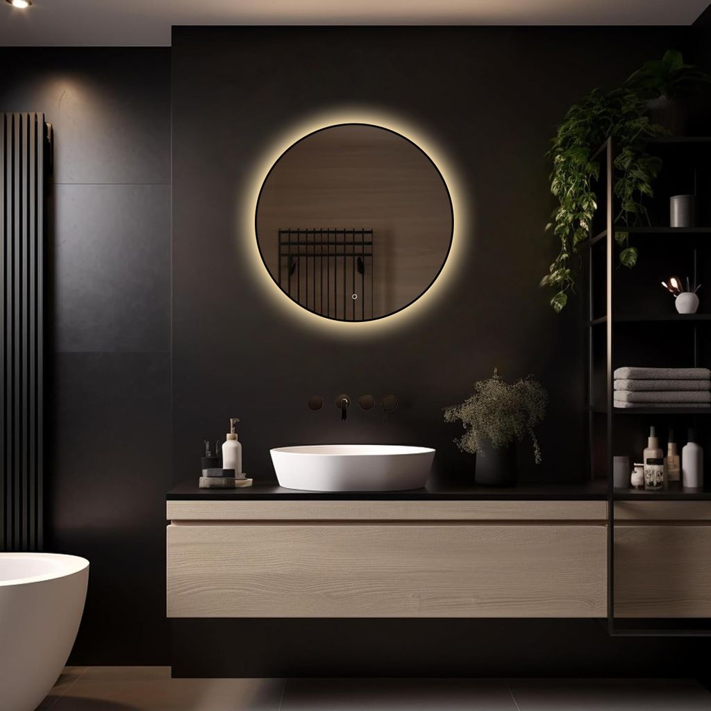 LoXa – Miroir de salle de bain rond Ilona avec LED 70 cm – Image du produit 