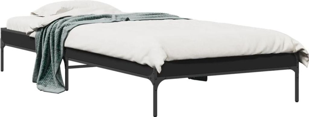 vidaXL Bettgestell Schwarz 75x190 cm Holzwerkstoff und Metall