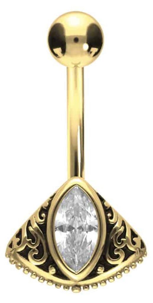 Bauchnabelpiercing Chirurgenstahl Bananabell KRISTALLTROPFEN + FÄCHER