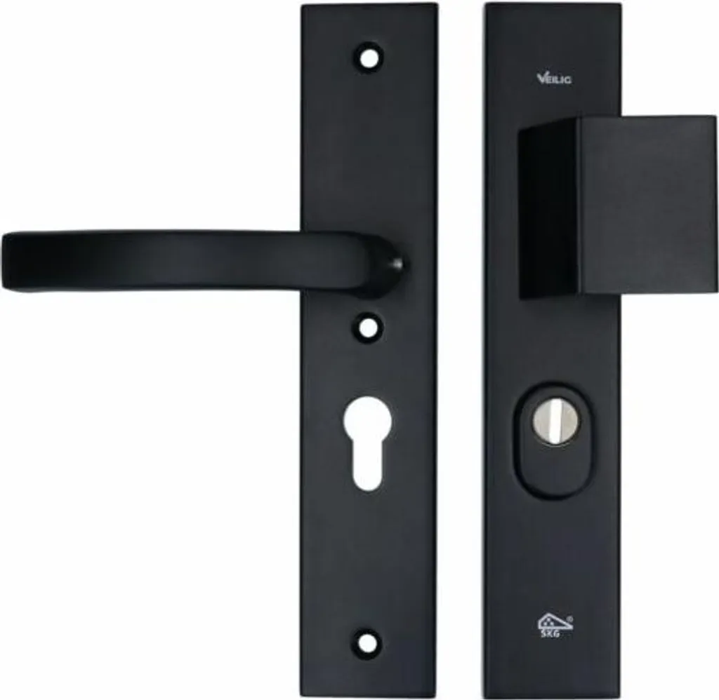Poignée à cliquet PC92 noir pour sécuriser une porte d'entrée ou garage
