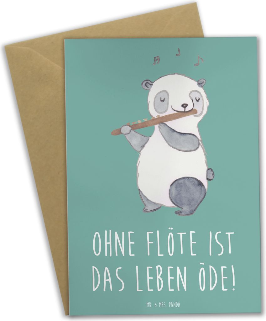 Mr. & Mrs. Panda babykarte Flöte Leben - Meeresbrise - Geschenk, Musizieren, hochzeitskarten, Instrument, einladungskarten, Musik, glückwunschkar...