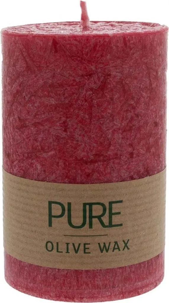 Bougie pour décoration de table de fête rouge carmin 90x60 cire d'olive
