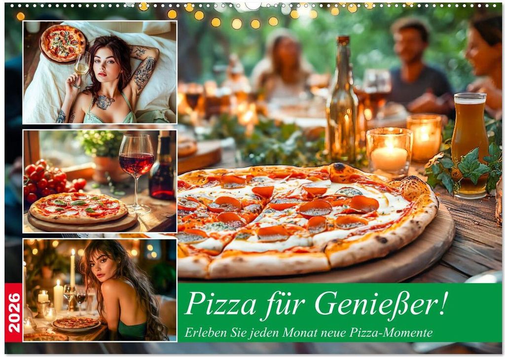 Pizza für Genießer! - Erleben Sie jeden Monat neue Pizza-Momente (Wandkalender 2026 DIN A2 quer), CALVENDO Monatskalender