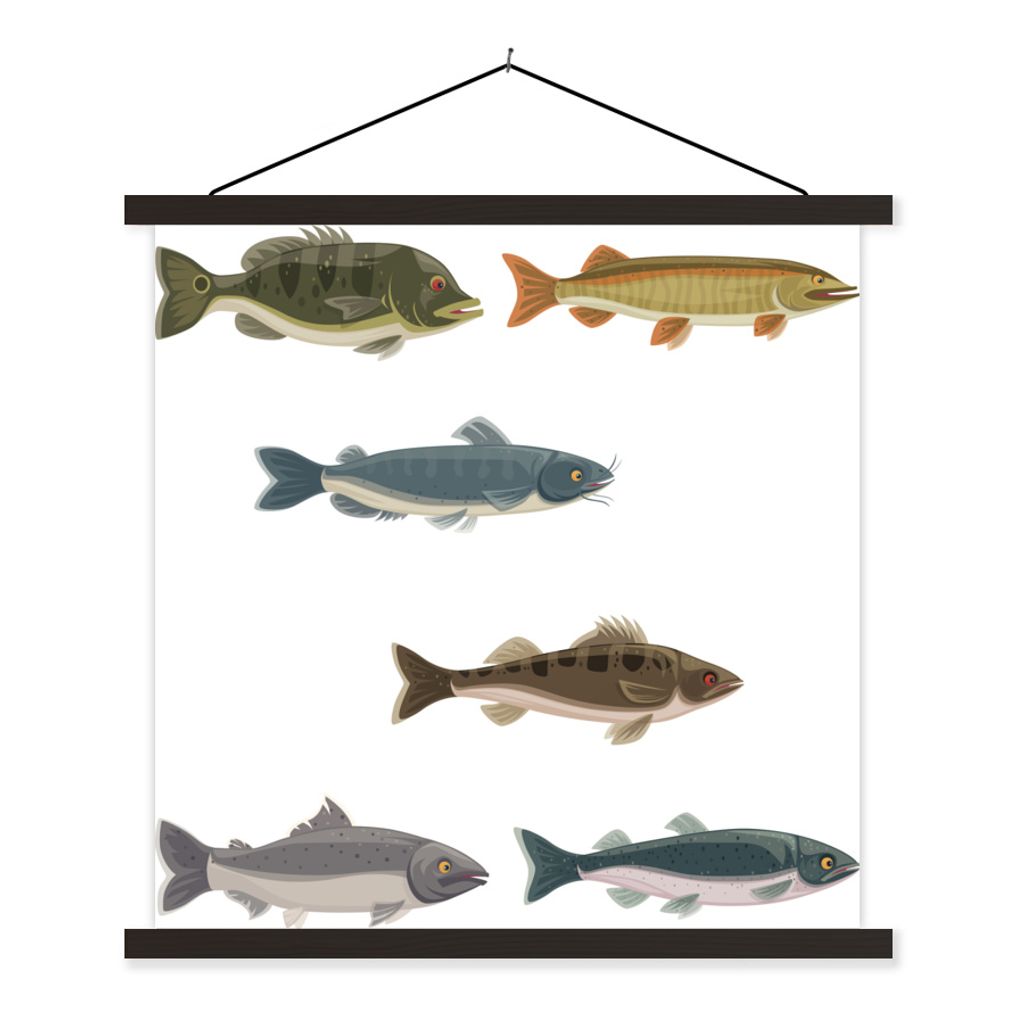 MuchoWow® Textilposter Eine Illustration von sechs farbigen Produktbild 