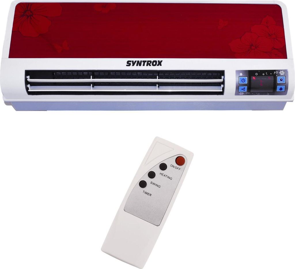 Syntrox Germany Wandheizlüfter Eltan 1800W mit Fernbedienung rot-weiß