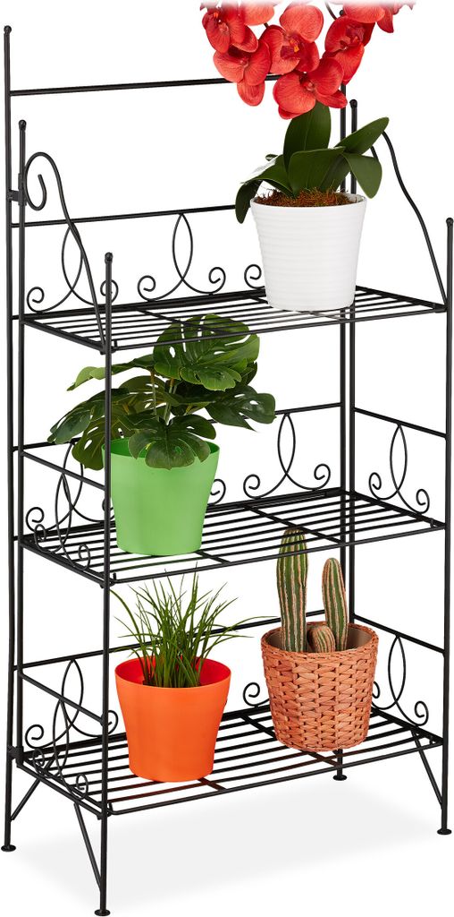 Scaffale per piante Relaxdays, 3 ripiani, pieghevole, per Immagine del prodotto 