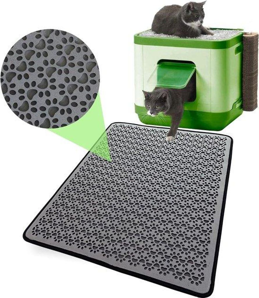 Famanu Katzenstreumatte XXL - Wasserfest, nicht giftig, doppellagig - 60-74 cm - Grau