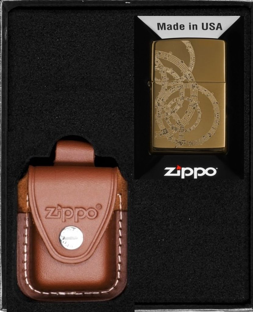 ZIPPO Feuerzeug-Set MIUSICAL NOTES DESIGN Geschenk No2