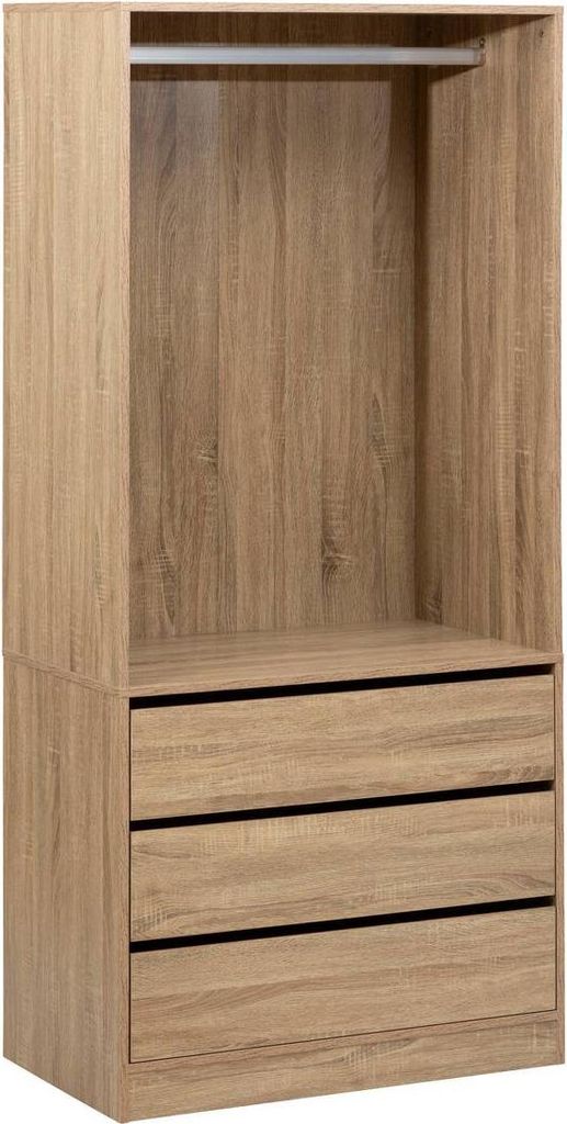 Ankleidezimmer "dolo" 3 schubladen mit garderobe in holzoptik - 5 five simply smart