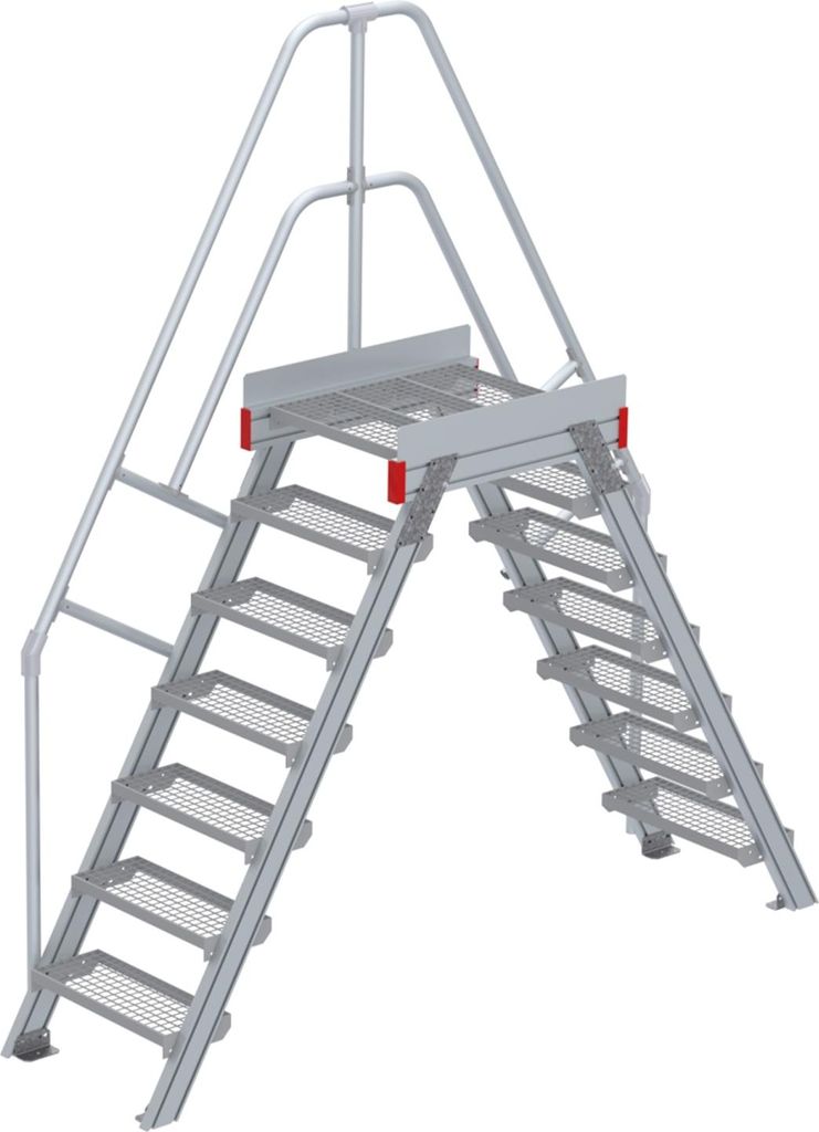 Euroline 512 Überstieg 60° 600mm Stufenbreite 2x7 Stufen Stahl Gitterrost