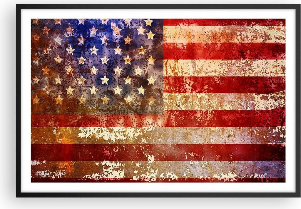 Gerahmtes Poster - Schwarzer Rahmen - Amerika Flagge Produktbild 