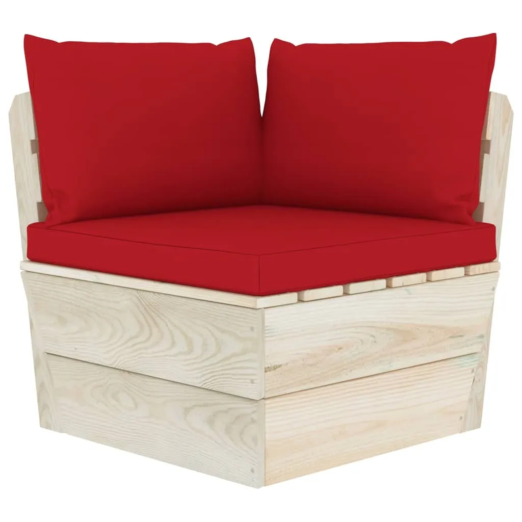 SYFAX™ Divano Angolare da Giardino su Pallet e Cuscini Legno di Abete