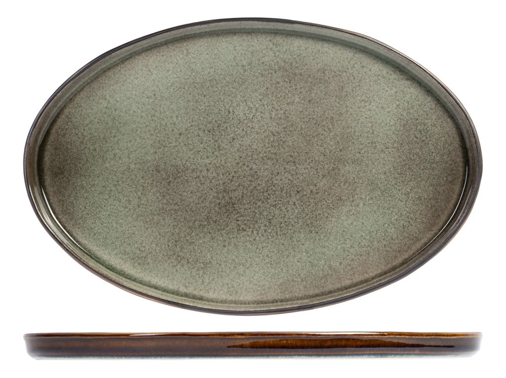 Cosy&Trendy Quintana Green Teller flach oval 35,5 x 23,5 cm