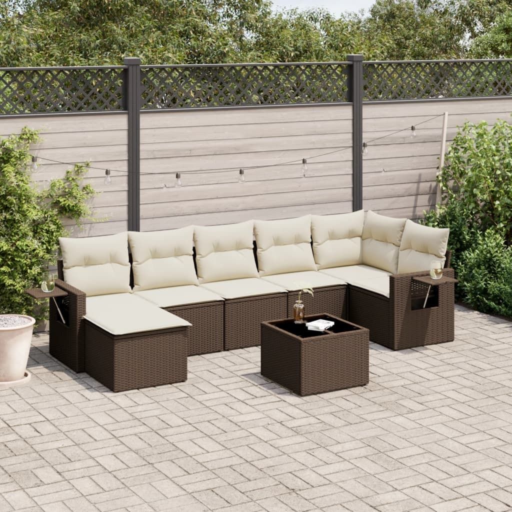 Maison Exclusive - 8-tlg. Garten-Sofagarnitur mit Kissen Braun Poly Rattan