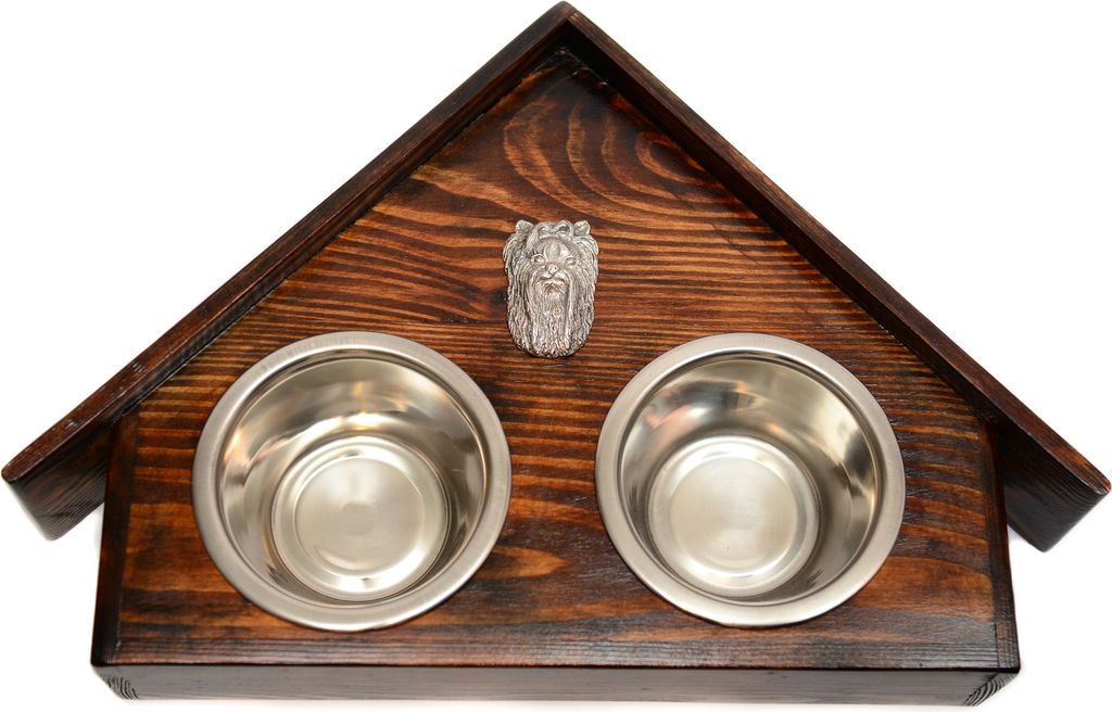 Yorkshire Terrier II - Holzständer mit Schalen für Hunde, dekorative Hundeschalen, Geschenk zur Adoption eines Hundes von der Marke Art-Dog
