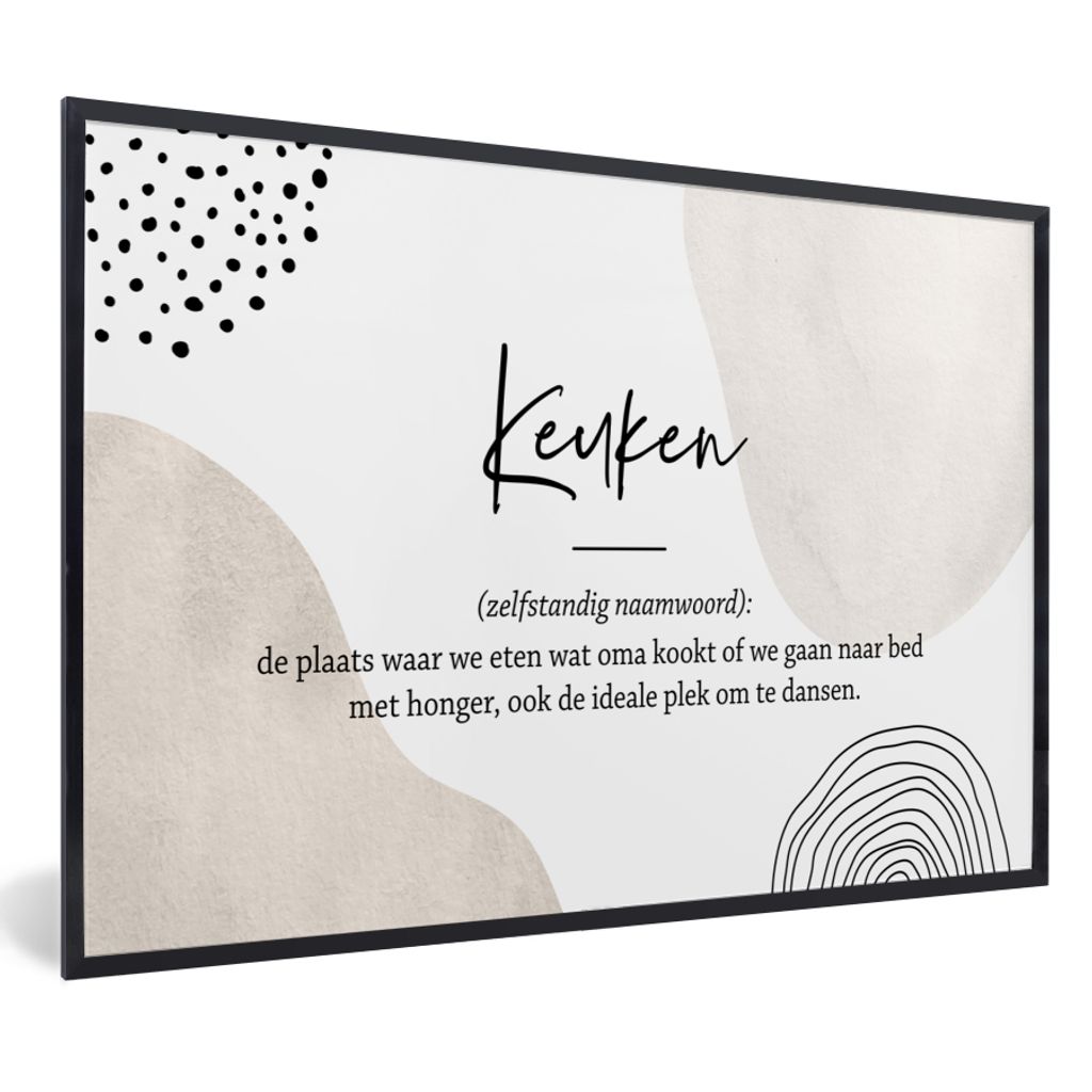 MuchoWow Gerahmtes Poster küche - vater - sprichwörter - küchen-definition - zitate - Wörterbuch 60x40 cm - Poster mit Schwarzem Bilderrahmen...