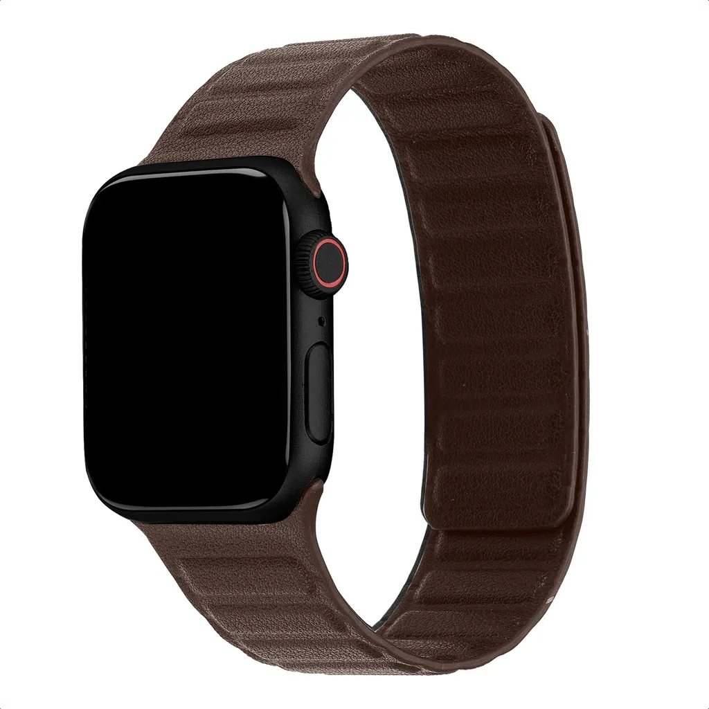 Bracelet magnétique Accezz en cuir véritable pour Apple Watch 44-49mm