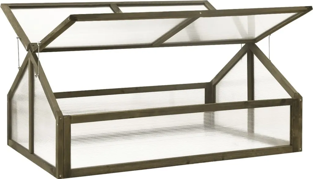 Mini serre grise 114x80x50 cm pour semis et bouturage en bois de sapin