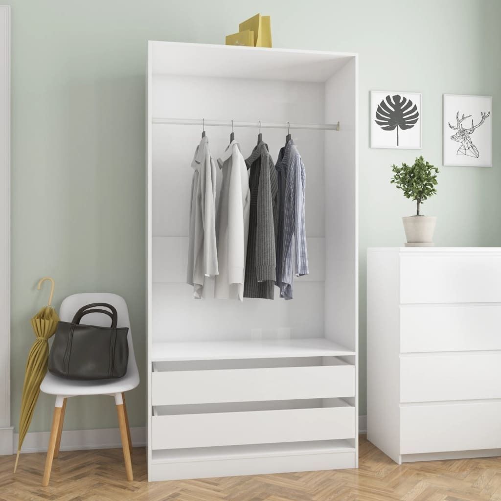 2024 Moderne Kleiderschränke Kleiderschrank Hochglanz-Weiß Produktbild 1