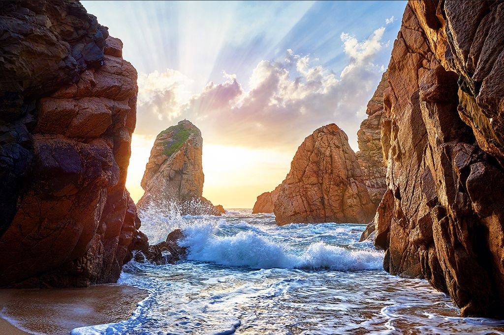 Muralo Fototapete Natur 312 (B) x 219 (H) cm Vlies Tapete Wandtapeten Meer Strand Felsen Himmel Wohnzimmer Schlafzimmer moderne Wandbilder XXL Land...