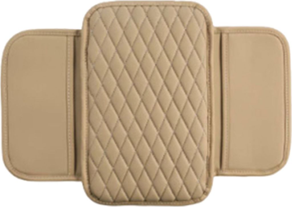 Auto-Armlehnenmatte, Leder-Armlehnenbezug-Kissen mit seitlichen Aufbewahrungstaschen, Auto-Mittelkonsolen-Abdeckung, Auto-Innenausstattungszubehör...