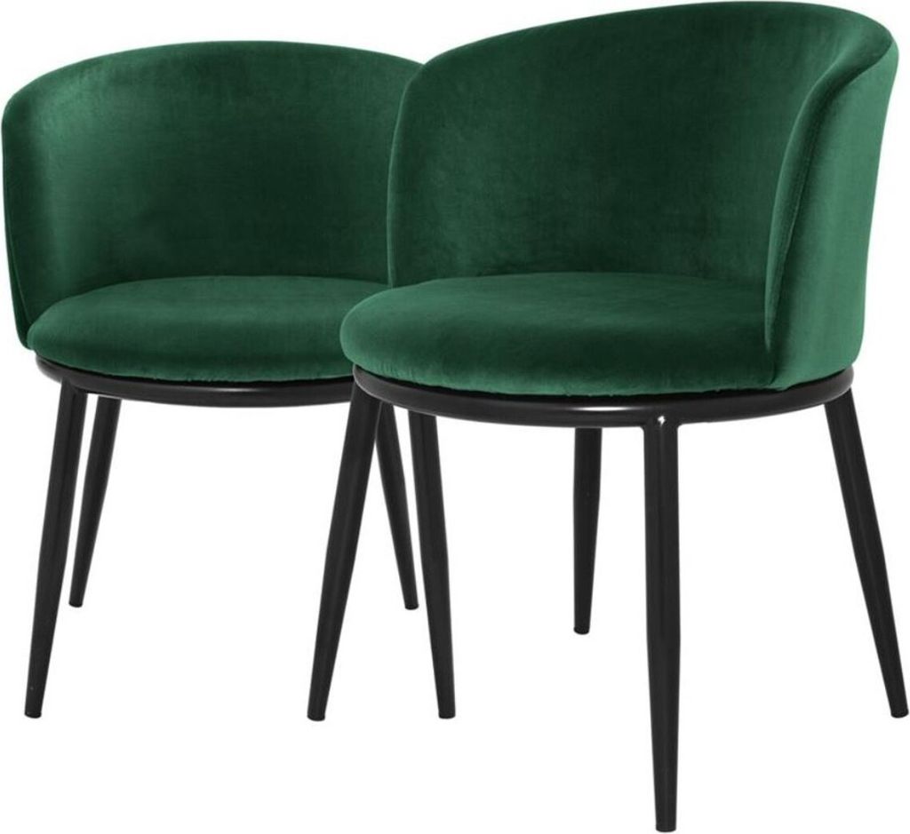 Casa Padrino Luxus Esszimmerstuhl Set Grün / Schwarz 57 x 57 x H. 74 cm - Esszimmermöbel