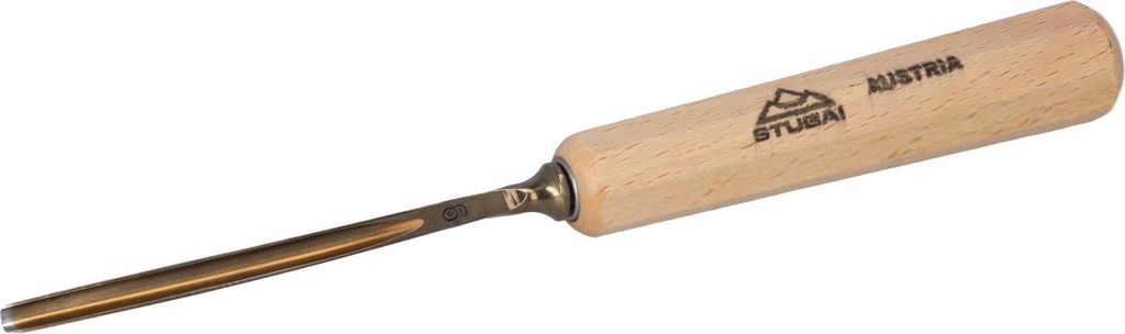 STUBAI Stemmeisen Stechbeitel Serie 52 - Form 9 | Gerades Hohleisen 4 mm, mit Holzgriff, für Figurenarbeiten, Darstellung von welligem Haar und Wa...