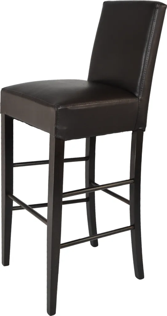 Tabouret de bar moderne en bois de hêtre laqué wengé et assise marron