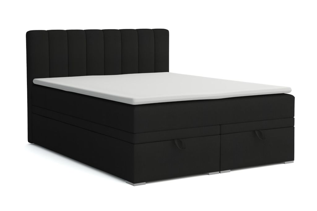 BOXBETT DAVID 160/200 Velour Schwarz mit einer Matratze H4
