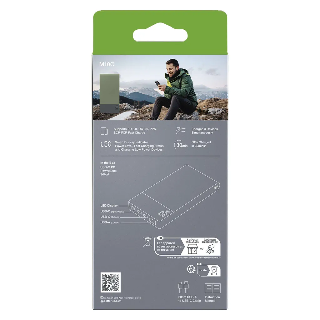 Batterie GP Powerbank M2+ 10000mAh - Design Compact et Charge Rapide - 7