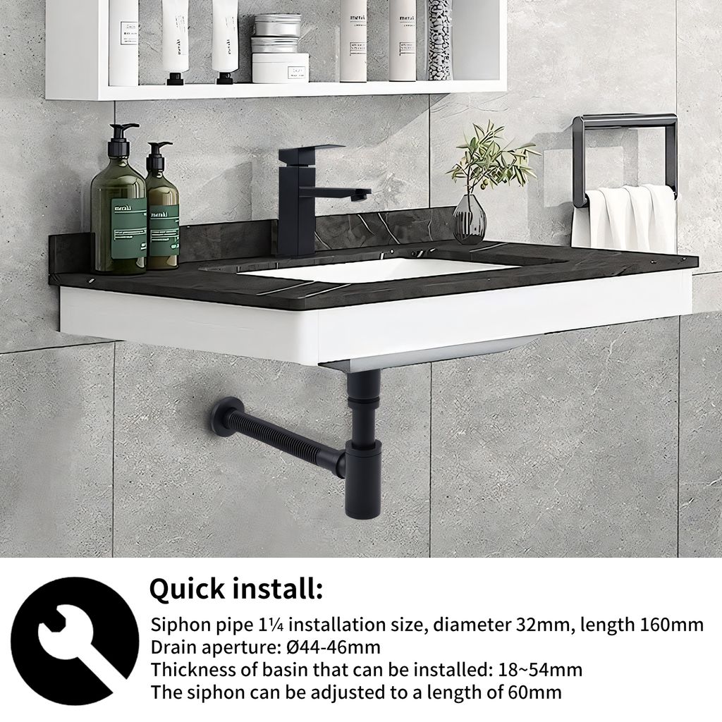 Universal Röhrensiphon Set für Waschbecken Waschtisch Bad Produktbild 5