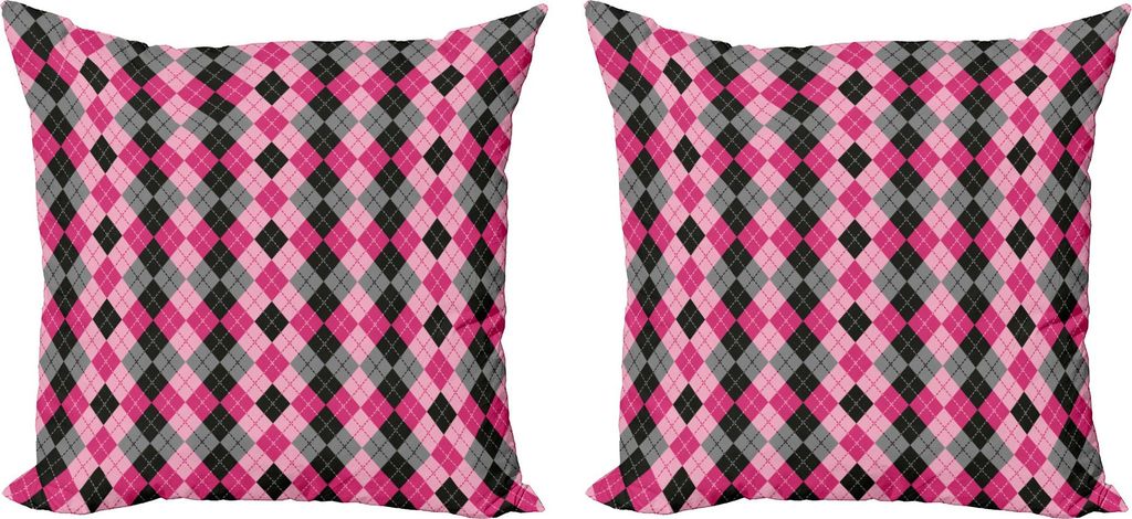 ABAKUHAUS Abstrakt Kissenbezug Set (2Stück), Argyle Motiv mit Diamanten und Lutschtabletten Infinite Symmetric Stripes Bild, 50 x 50 cm, Schwarz G...