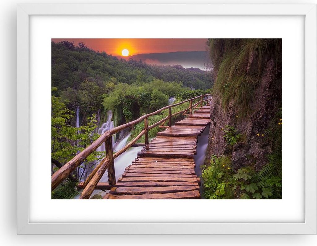 Gerahmtes Poster - Weißer Rahmen - Park Natur Wasser - 40x30 cm - Wand Bild - Wanddeko - Wandbilder - Kunstposter - Wandposter - Bilderrahmen - Bi...