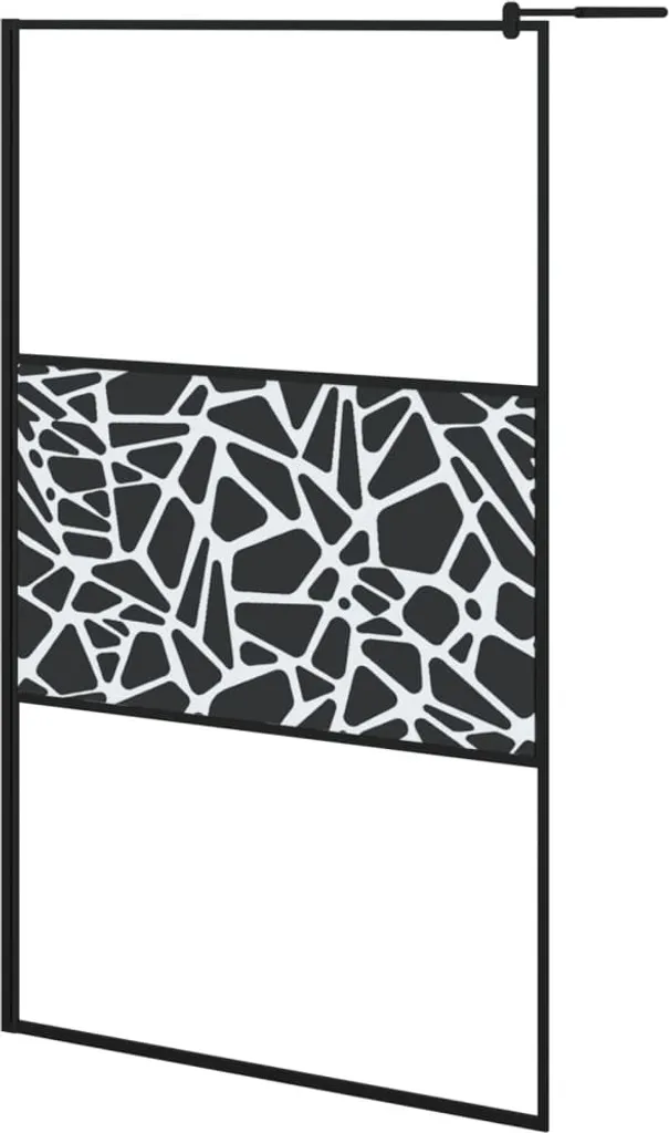Paroi de douche 115x195 cm verre ESG noir motif pierre pour walk-in