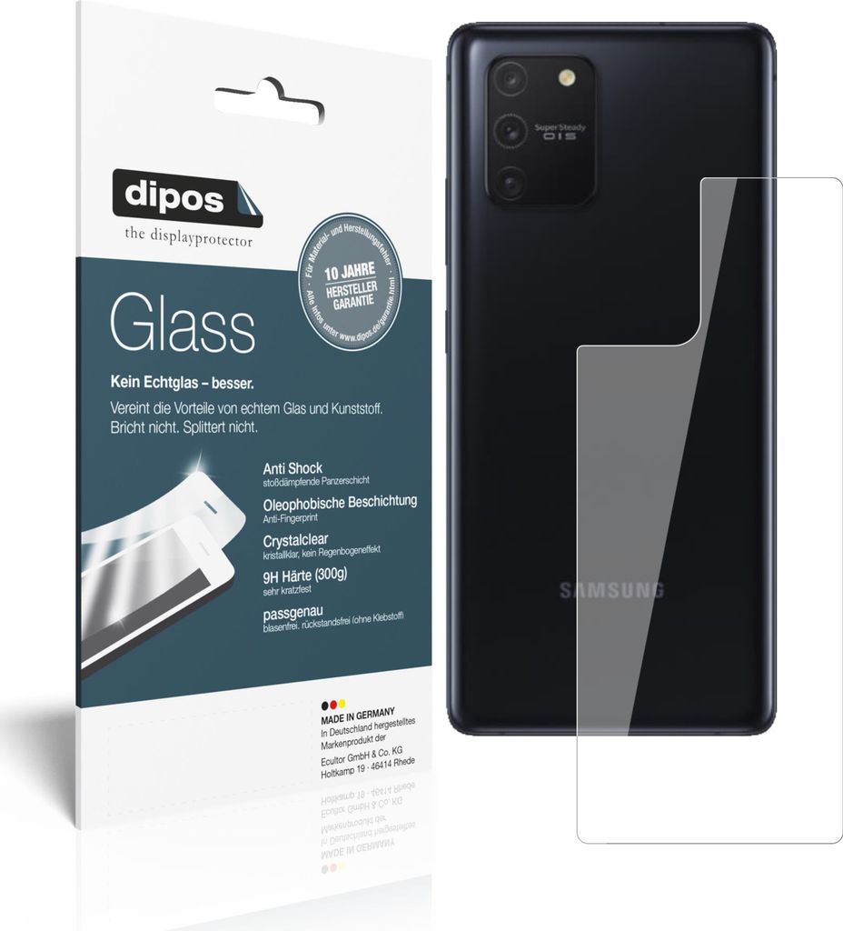 1x Schutzfolie für Samsung Galaxy S10 Lite Rückseite - Anti-Shock 9H Folie dipos Glass Kunststoffglas
