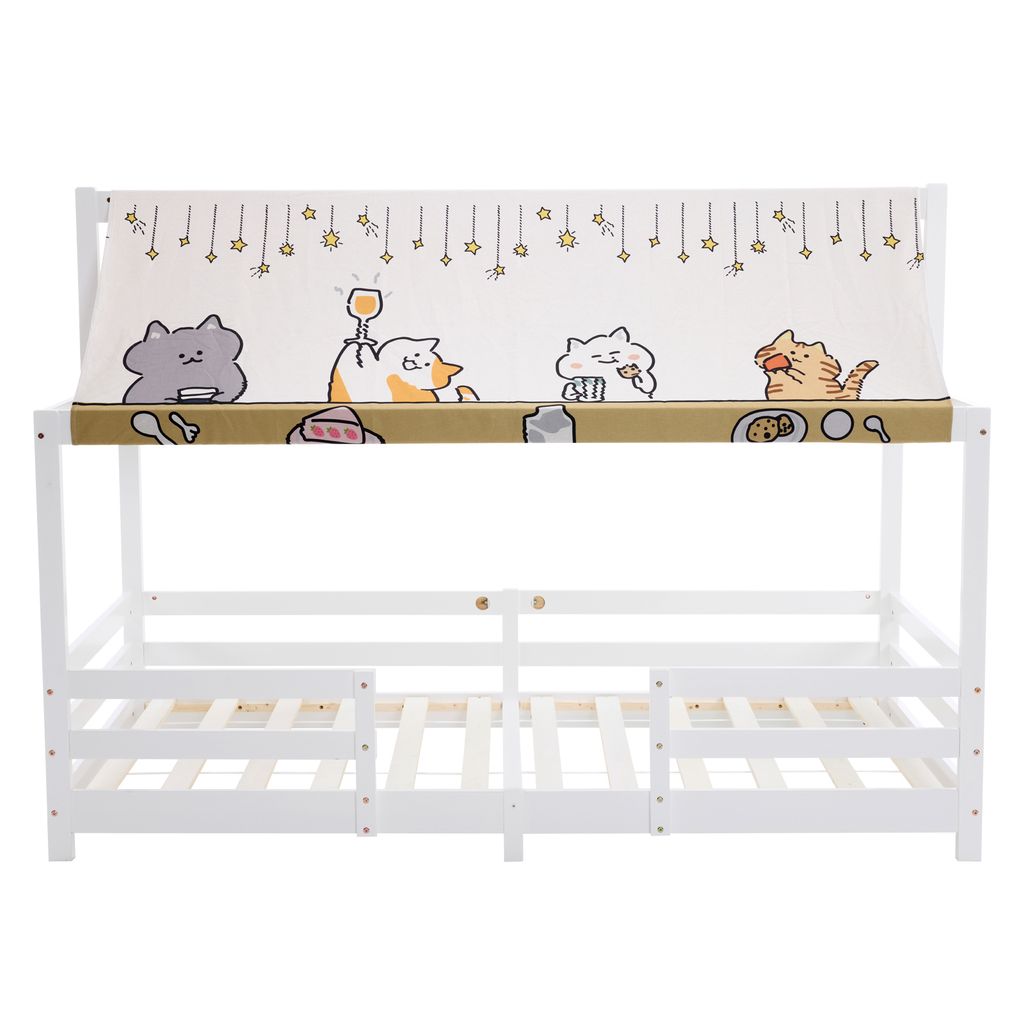 FCH Kinderbett 90x190cm mit Stoffdach, Hausbett mit Produktbild 